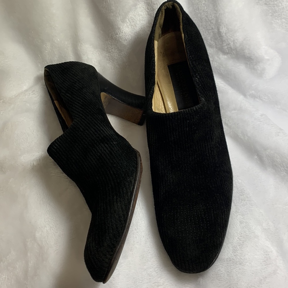 Classifies Entier Vero Cuoio Black Suede corduroy print shoes Sz 42-11 1/2